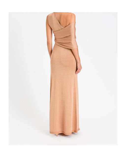 Twinset Brown Draped One-Shoulder Dress