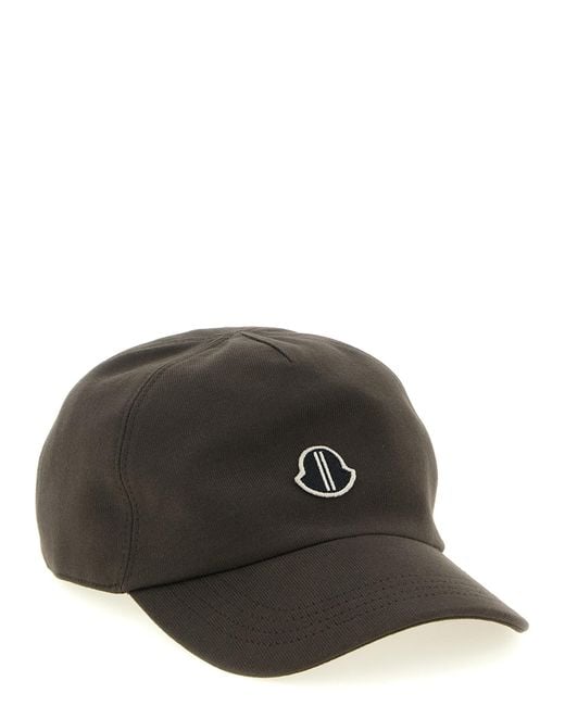 Moncler Black Moncler Rick Owens Logo Embroidered Baseball Cap for men