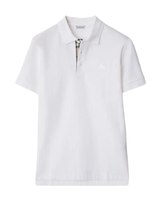 Burberry White Ekd Embroidered Short Sleeved Polo Shirt for men