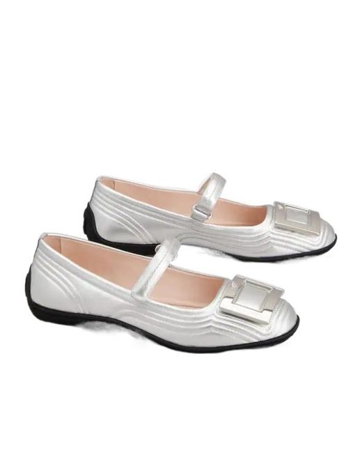 Roger Vivier White Viv Low Mary Janes