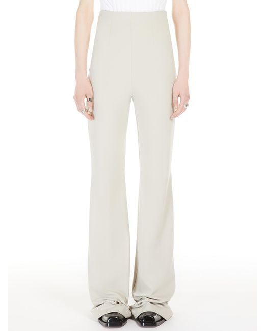 Sportmax White High-Waisted Scuba Jersey Trousers