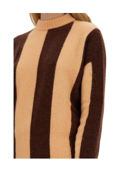 Alysi Brown Stripe Detailed Knitted Jumper