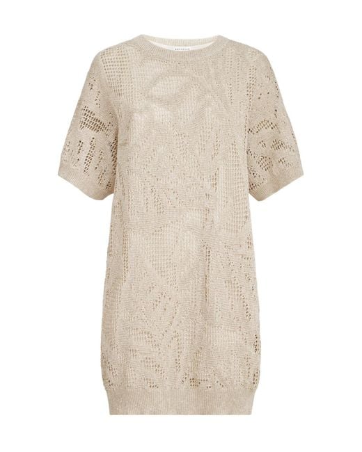 Brunello Cucinelli White Dazzling Water Lillies Mini Dress