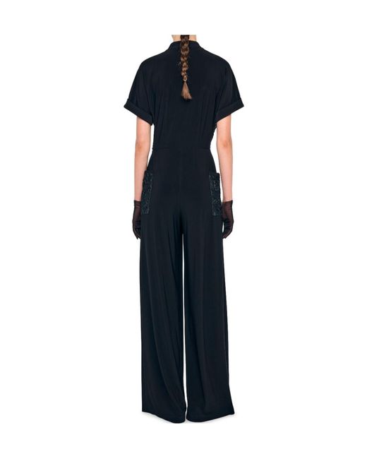 Norma Kamali Blue Geralyn Short-Sleeves Jumpsuit