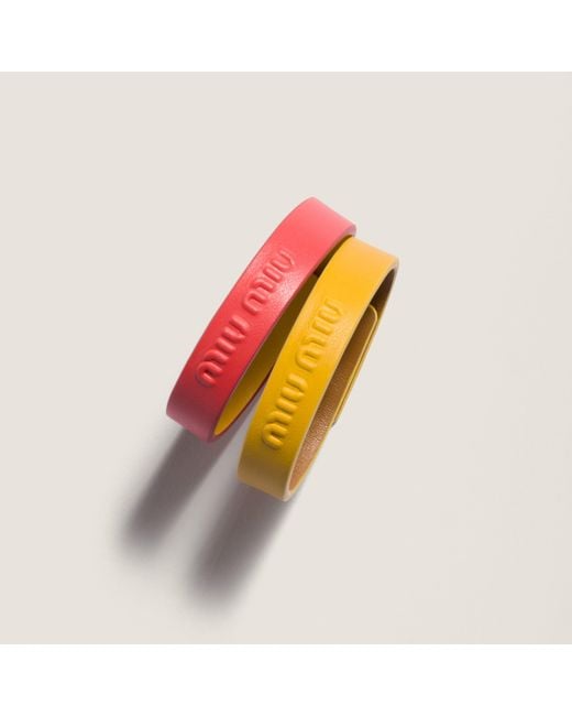 Miu Miu Yellow Leather Bracelets