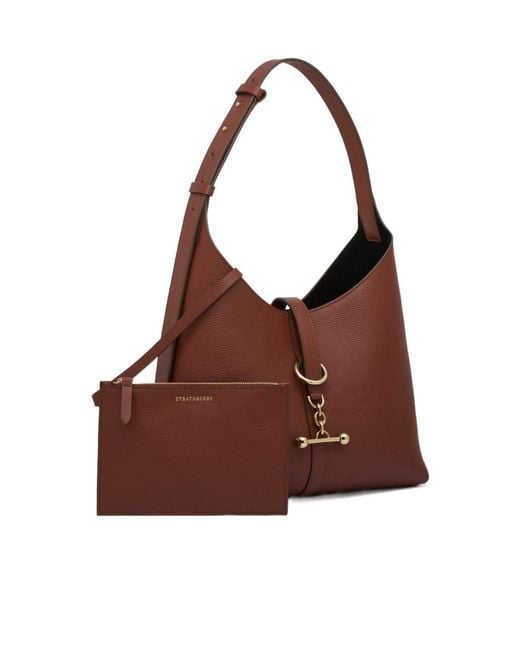 Strathberry Brown Kite Bar-Detail Shoulder Bag