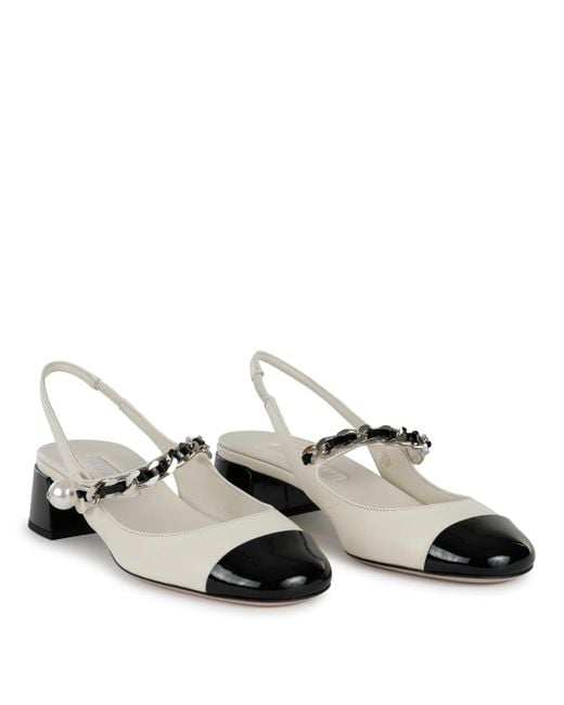 Miu Miu Natural Two-Toned Chain-Linked Pumps
