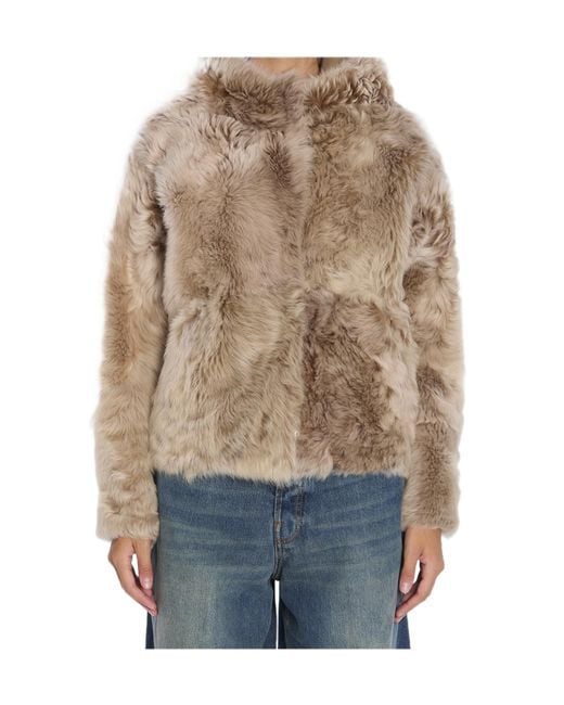 Yves Salomon Blue Long-Sleeved Fur
