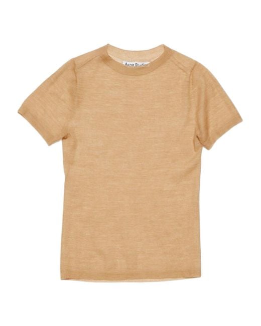 Acne Natural Round Neck Short Sleeve T-Shirt
