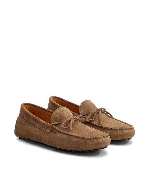 Tod's Brown Logo Detailed Lace-Up Boat Shoes for men