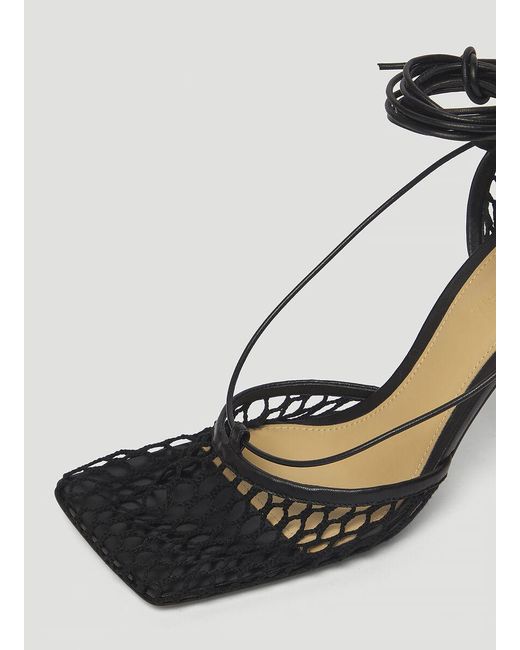 Bottega Veneta Black Stretch Leather-Trimmed Mesh Pumps