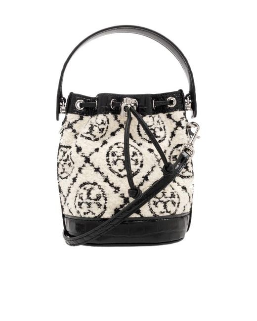 Tory Burch Black Mini Bouclé Bucket Bag