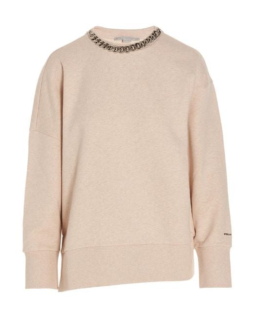 Stella McCartney Natural Falabella Chain Detailed Crewneck Sweater