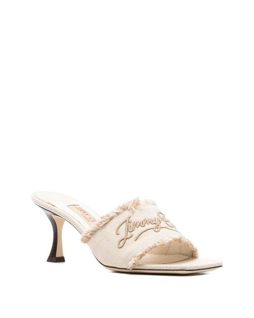 Jimmy Choo Natural Square-Toe High-Heeled Sandals