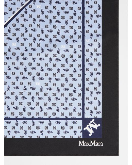 Max Mara Blue Printed Silk Oversized Scarf