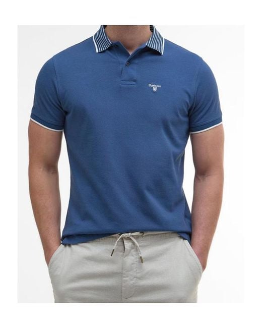 Barbour Blue Short-Sleeved Polo Shirt for men
