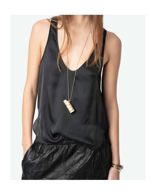 Zadig & Voltaire Black Tarys Satin Top