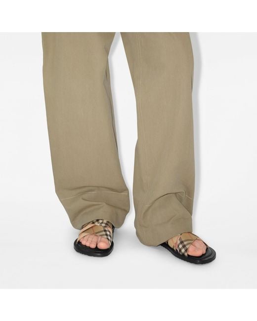Burberry Brown Check Printed Slip-On Slides for men