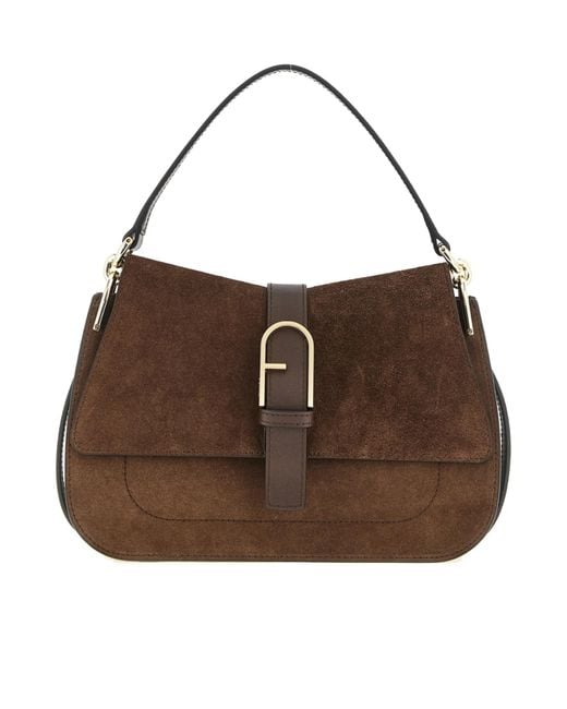 Furla Brown Suede Shoulder Bag