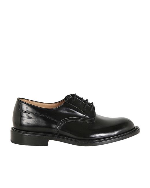 Tricker's Black Tricker's Round Toe Derby Shoes for men
