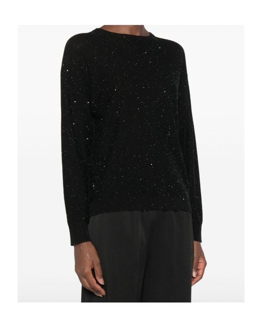 Fabiana Filippi Black Speckled Crew-Neck Knitted Sweater