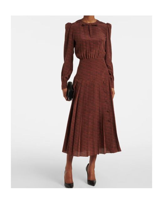 Alessandra Rich Purple Leopard-Print Silk Midi Dress