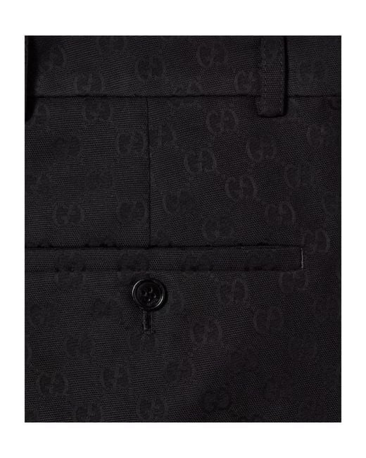 Gucci Black Gg Cotton Canvas Pants for men