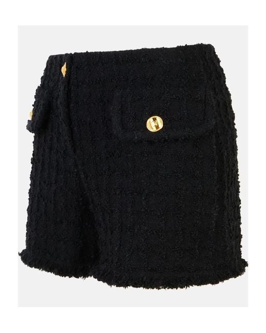 Versace Black Fringed Hem Blend Shorts