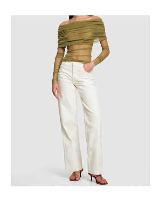 Christopher Esber White Cotton Denim High Rise Straight Jeans