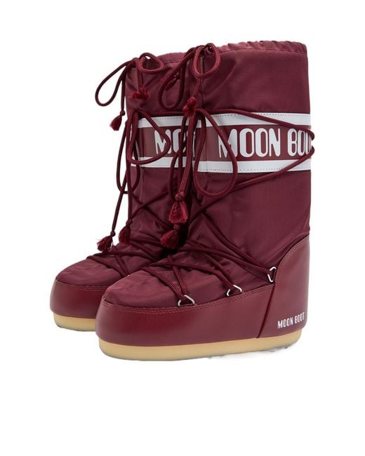 Moon Boot Red Padded Nylon Mid-Calf Snow Boots