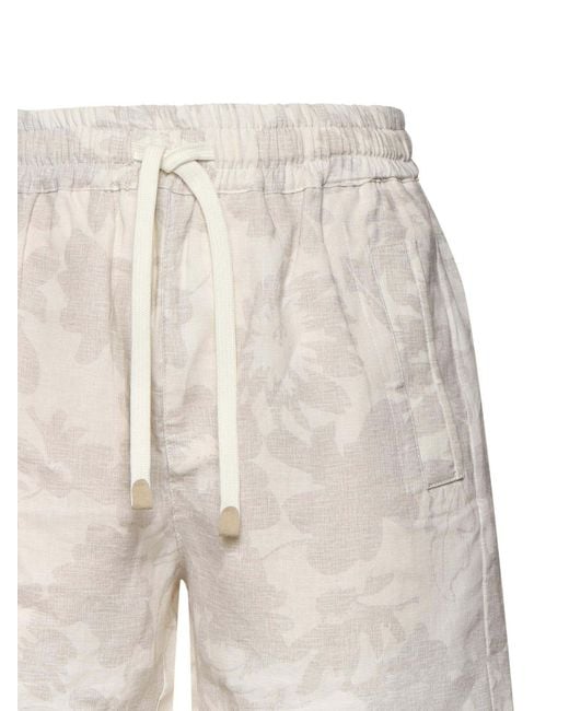 Eleventy Natural Drawstring Floral Shorts for men