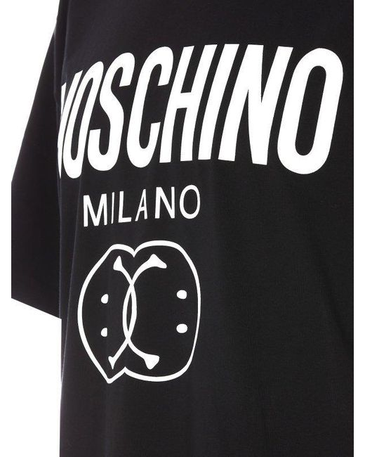 Moschino Black Cotton Logo-Print T-Shirt for men