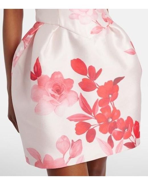 Monique Lhuillier Pink Floral Bustier Dress