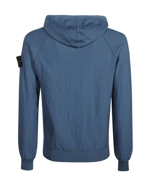Stone Island Blue Hooded Casual Jacket for men