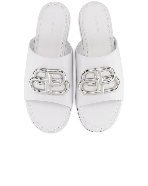 Balenciaga White Bb Buckle Sandals