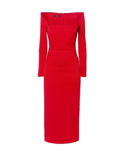 Alex Perry Red Long-Sleeve Midi Dress