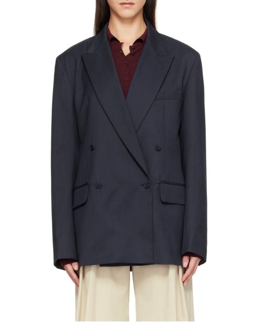 Frankie Shop Blue Newark Double Breasted Blazer