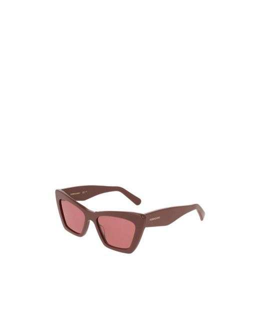 Ferragamo Pink Geometric Frame Sunglasses