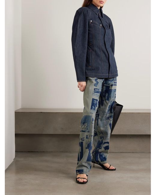 Jean Paul Gaultier Blue Paneled Topstitched Denim Jacket