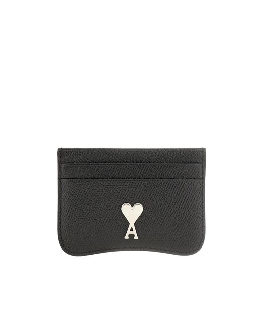 AMI Black Ami De Coeur Logo Plaque Cardholder for men