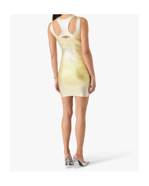 Casablanca Yellow Cut-Out Foil-Printed Mini Dress