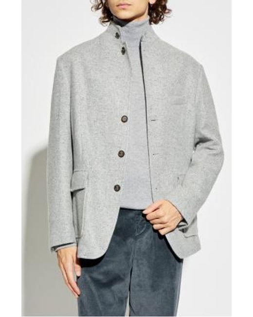 Eleventy Gray Stand Collar Jacket for men