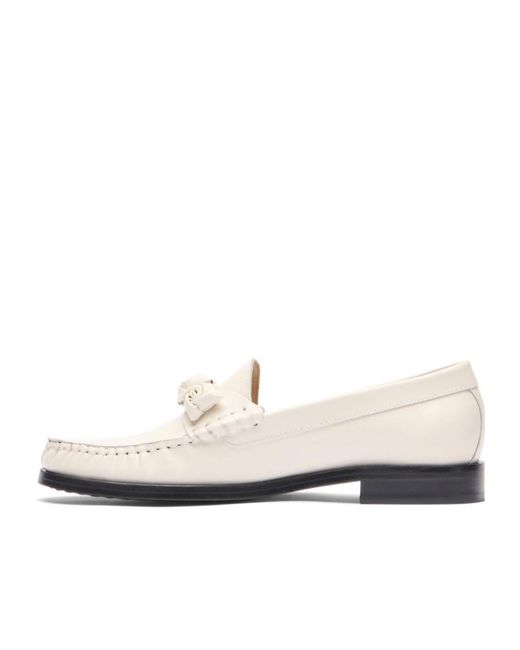 Stuart Weitzman White Round Head Loafer Shoes