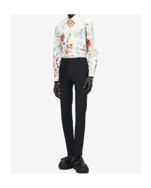 McQueen White Meadow Floral Printed Shirt for men