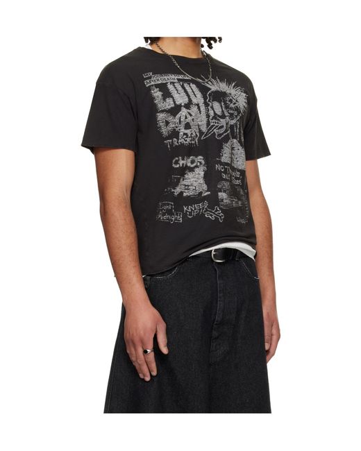 Lu'u Dan Black Thrash Crew Neck T-Shirt for men