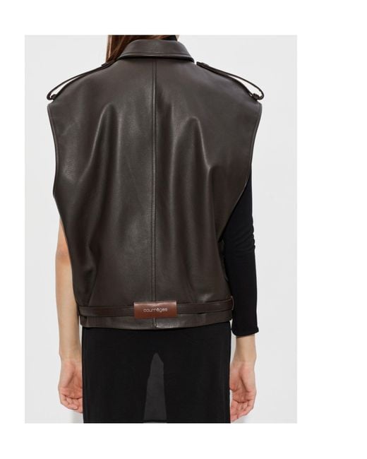 Courreges Black Sleeveless Leather Jacket