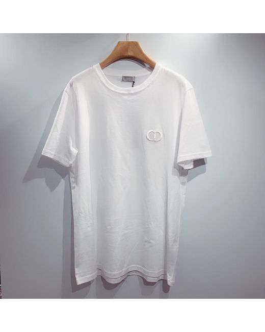 Dior White Homme Logo Detailed Crewneck T-Shirt for men