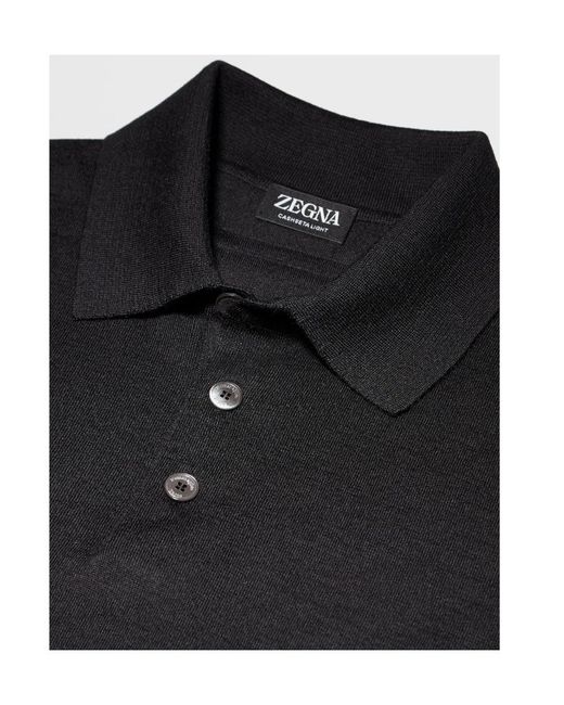 Zegna Black Long-Sleeved Polo Shirt for men