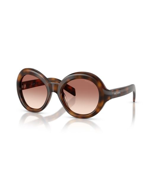 Prada Brown Eyewear Oversized Round Frame Sunglasses