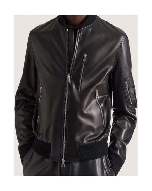 Givenchy Black Leather Bomber Jacket for men